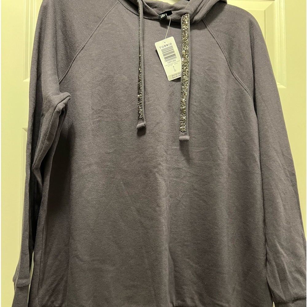NWT Torrid grey bedazzled cord hoodie. Size 0.
